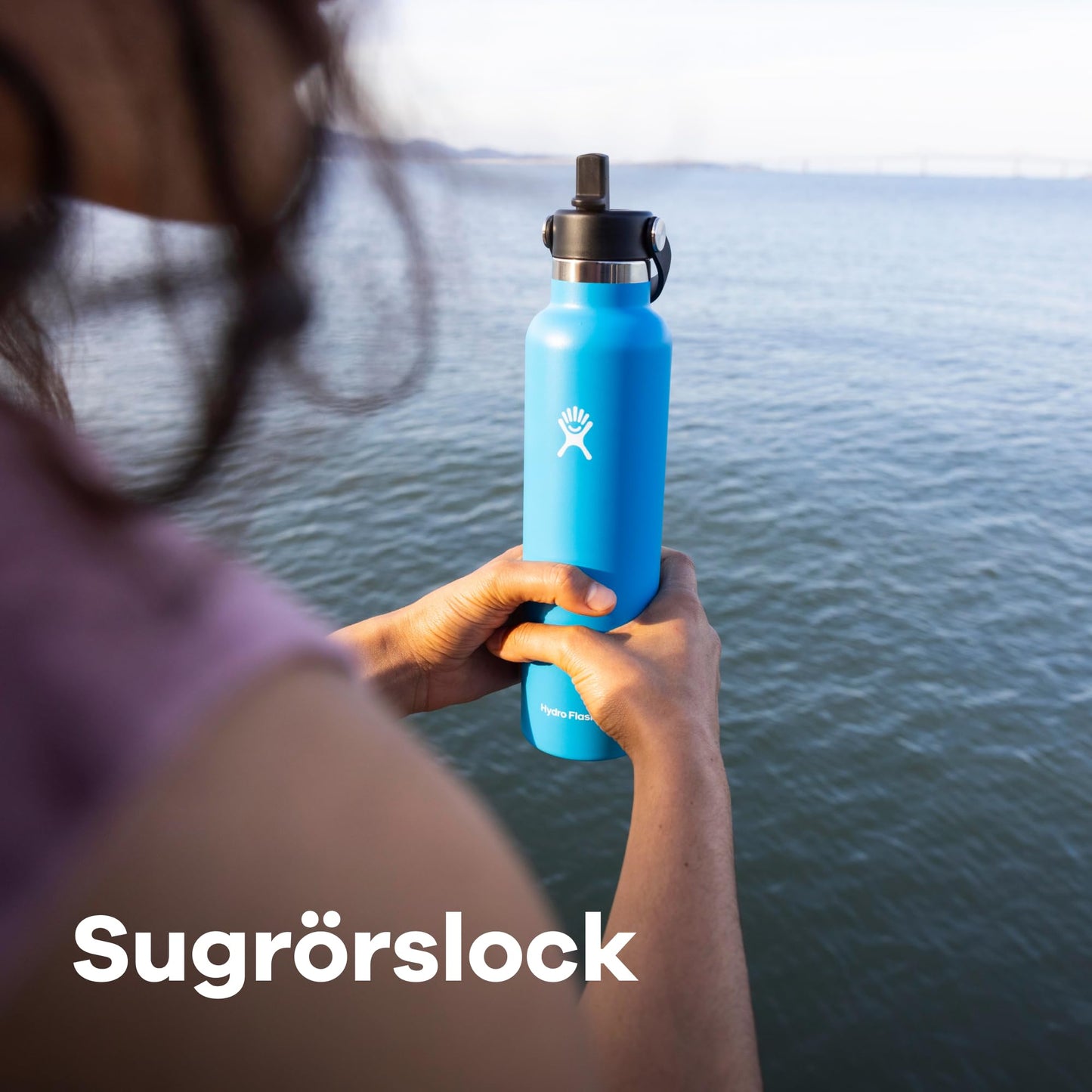 Hydro Flask - Water Bottle 621 ml 21 oz - Vacuum Insulated Stainless Steel with Flex Straw Cap - Standard Mouth - Black