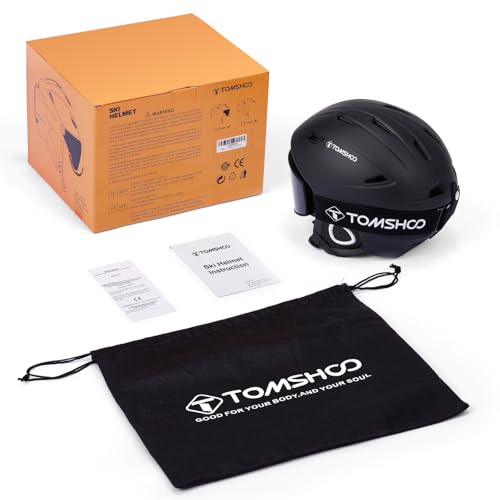 TOMSHOO Skidhjälmset, Snowboardhjälm med Skidglasögon, Öronskyddsventiler Skidhjälm och Skidglasögon för Män och Kvinnor