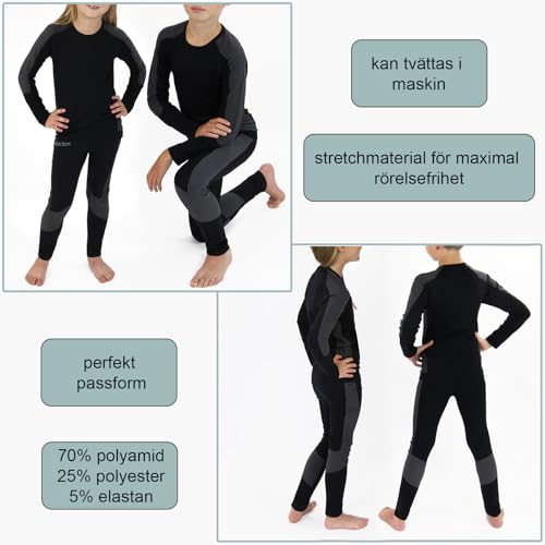 ALPIDEX Termisk underställ set barns termounderkläder funktionella underkläder sportunderkläder skidunderställ varma sport pojke flicka vinter fotboll