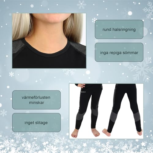 ALPIDEX Termisk underställ set barns termounderkläder funktionella underkläder sportunderkläder skidunderställ varma sport pojke flicka vinter fotboll