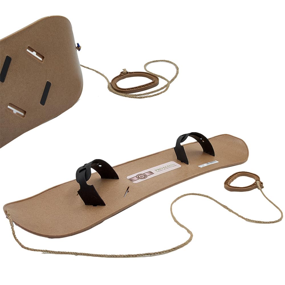 MOLTI PRO ECO Wood snowboard för barn från 5 år med bindningar och dragrep, 80 x 23 cm, halkfri, kälke, första träning