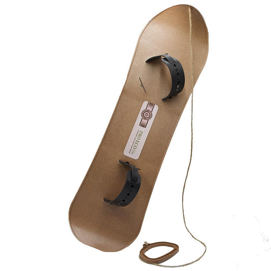 MOLTI PRO ECO Wood snowboard för barn från 5 år med bindningar och dragrep, 80 x 23 cm, halkfri, kälke, första träning