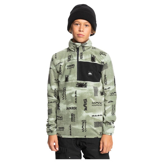 Quiksilver Aker Fleece med halv dragkedja, Shadow Checks Desert Sage, Youth
