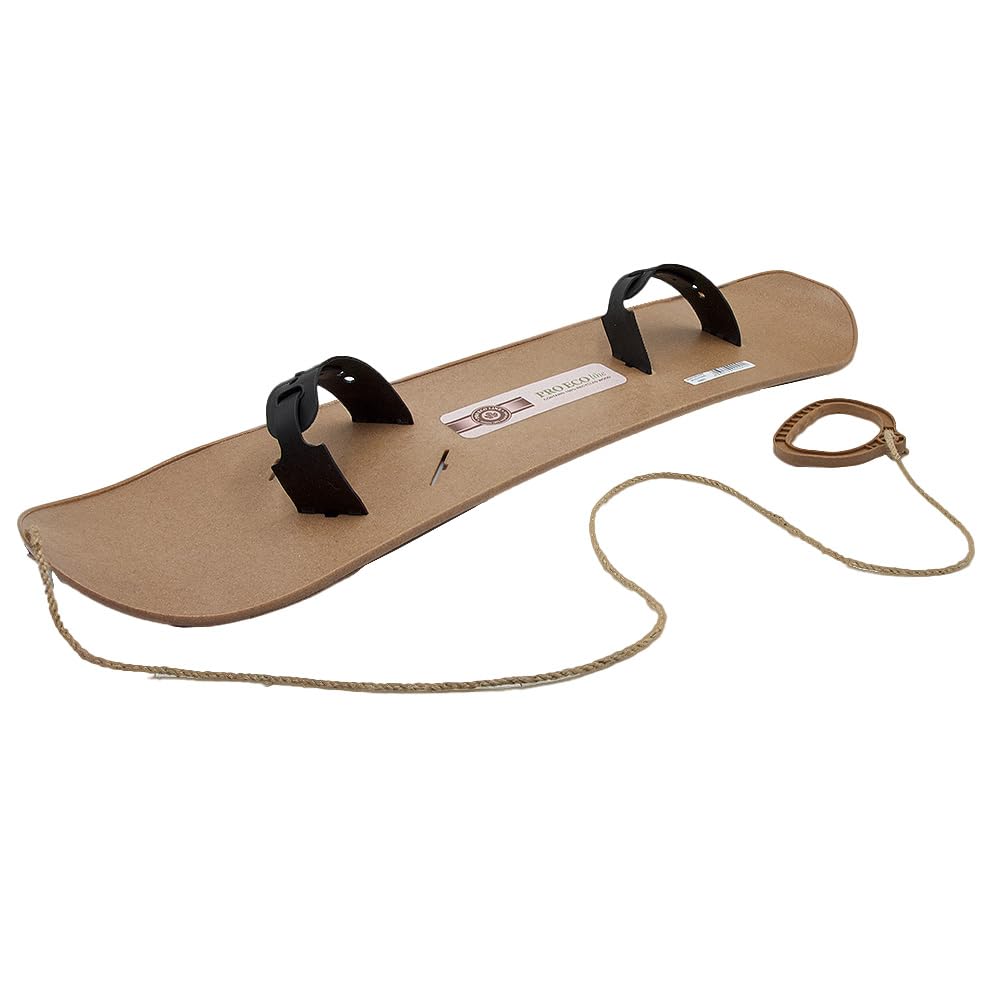 MOLTI PRO ECO Wood snowboard för barn från 5 år med bindningar och dragrep, 80 x 23 cm, halkfri, kälke, första träning