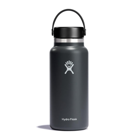 HYDRO FLASK - Drickflaska 946 ml (32 oz) - Vakuumisolerad stålflaska i rostfritt stål med läckagesäker Flex Cap med rem - Flaska BPA-fri - Bredmun - Stone