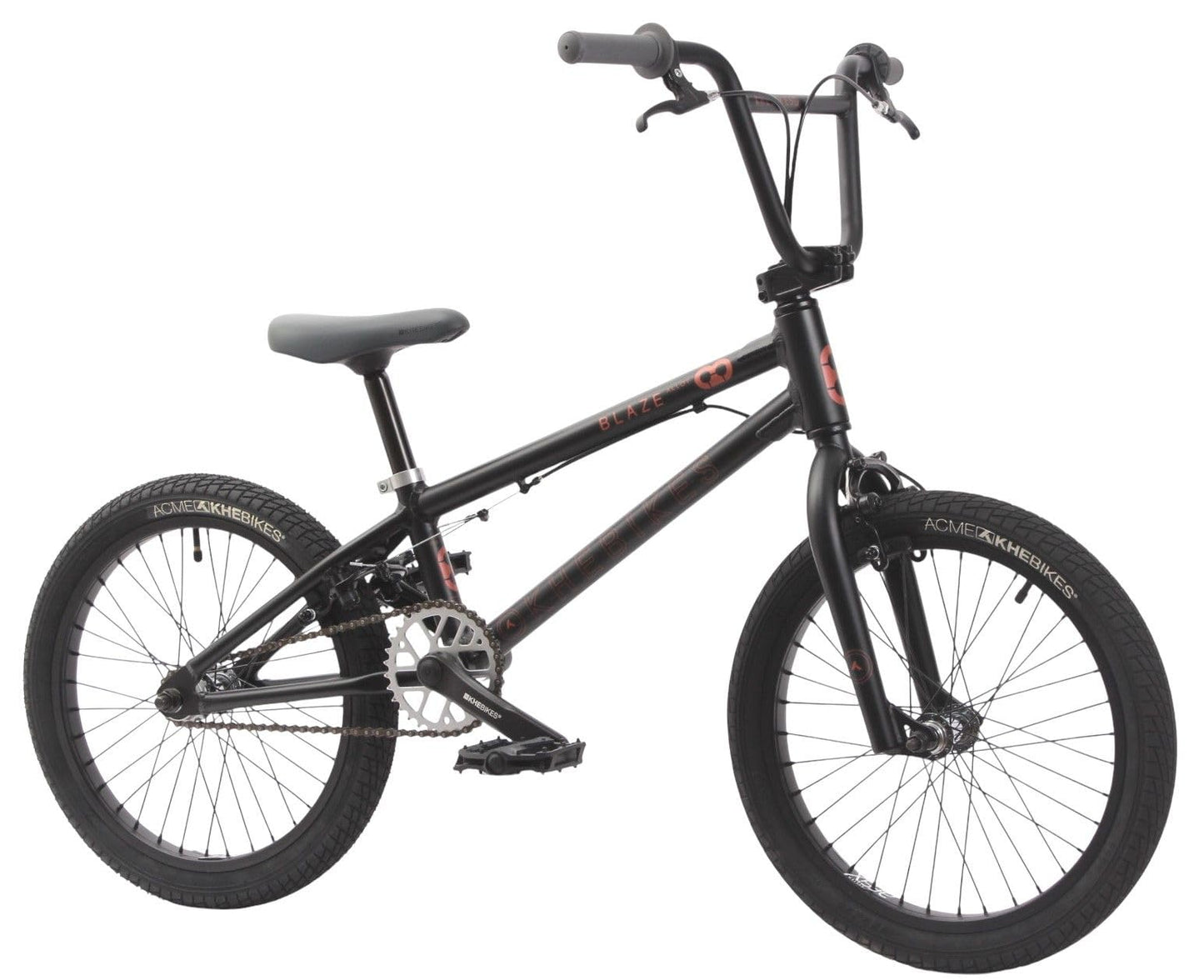 KHE Blaze 18 tums BMX-cykel 2025 – 9,3 kg lätt, aluminiumram, 360° rotor, U-bromsar v/h, industri-sparklager – Freestyle BMX för barn från 125 cm – park, gata, pumpspår – svart