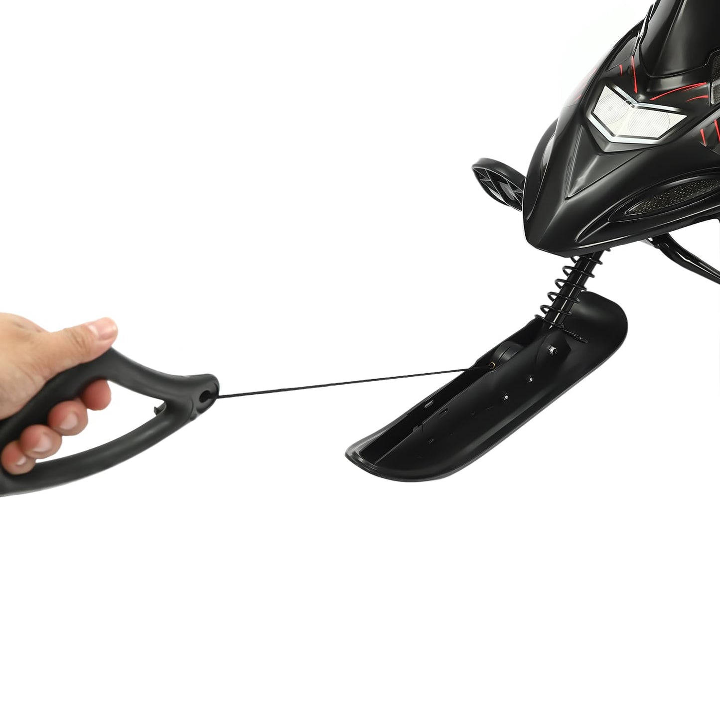 Släde, barnsläde med fotbromsar och dragrep, lastkapacitet 80 kg, justerbar kudde, snösläde för barn från 3 år