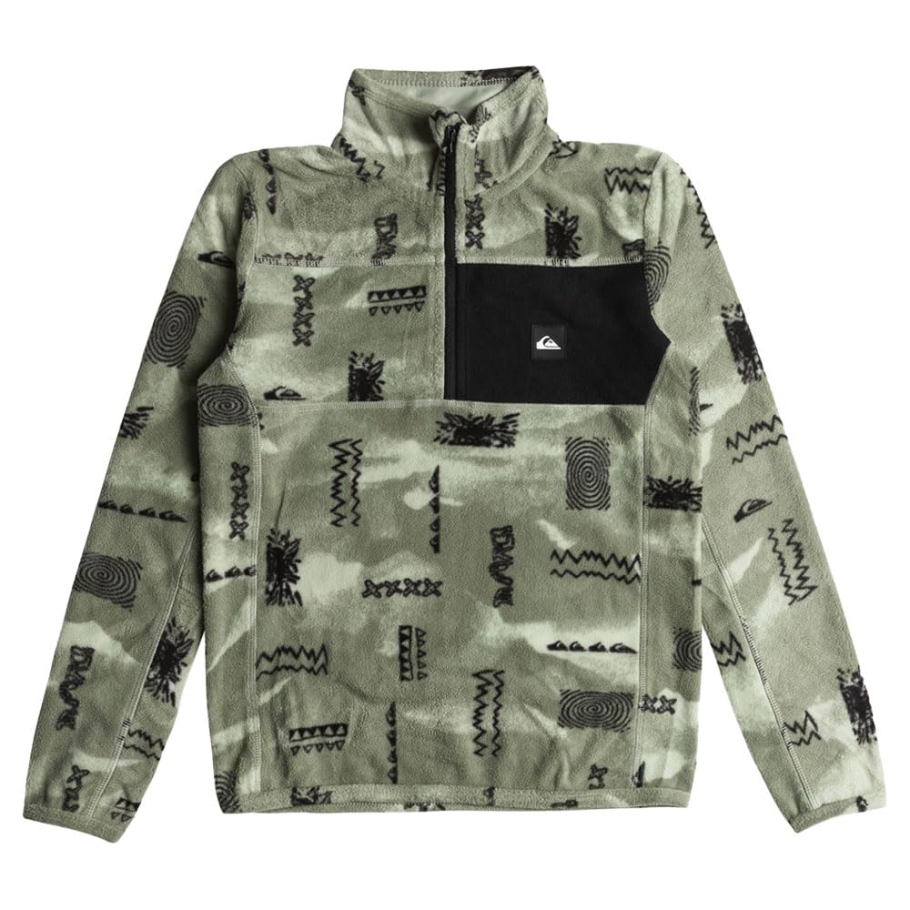 Quiksilver Aker Fleece med halv dragkedja, Shadow Checks Desert Sage, Youth