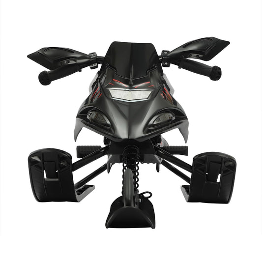 Släde, barnsläde med fotbromsar och dragrep, lastkapacitet 80 kg, justerbar kudde, snösläde för barn från 3 år