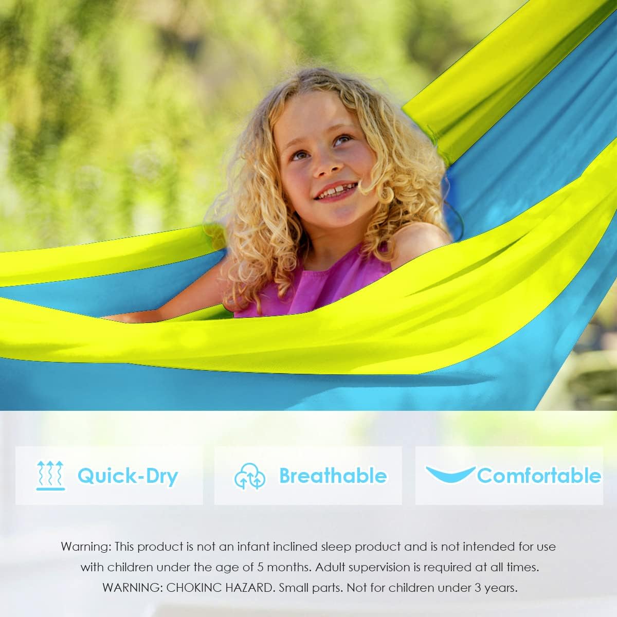 Grassman Liten hängmatta för barn camping bärbar hängmatta för pojkar flickor pojkar ultralätt ryggsäck mini hängmattor med remmar ett paket himmelsblå