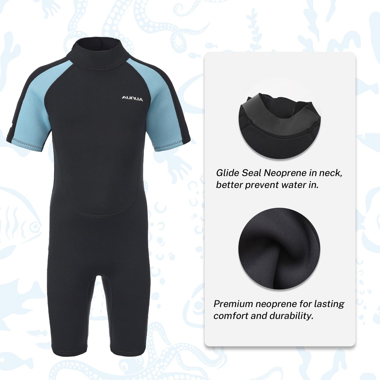 Aunua Barn 3 mm ungdom baddräkt korta våtdräkter neopren för barn håll värmen