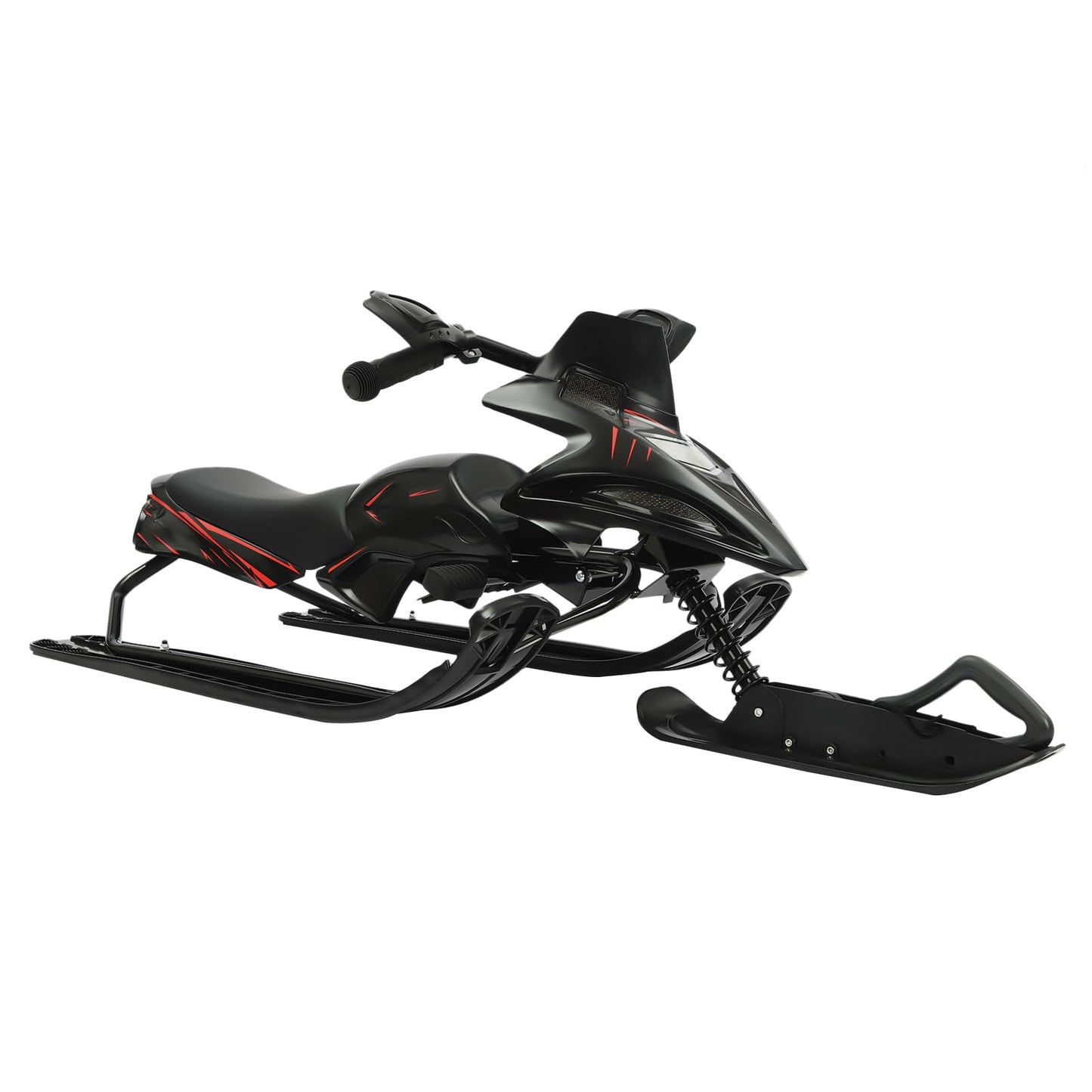 Släde, barnsläde med fotbromsar och dragrep, lastkapacitet 80 kg, justerbar kudde, snösläde för barn från 3 år