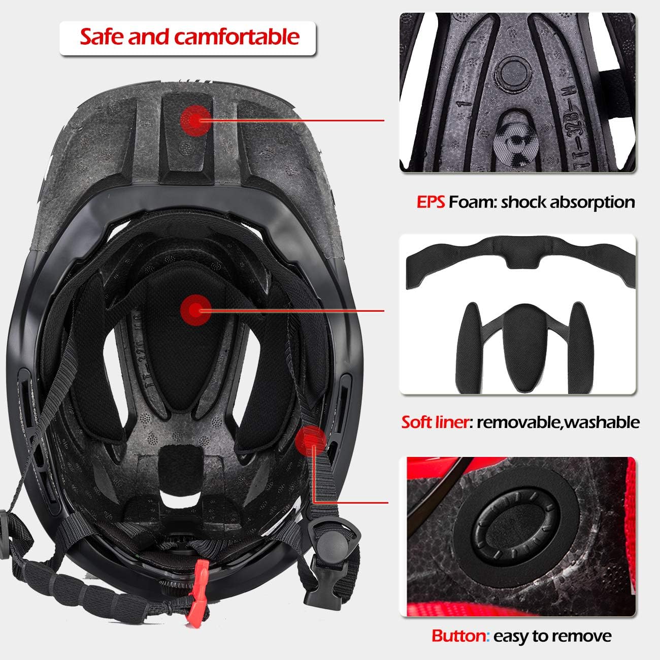 ROCKBROS Cykelhjälm Helhjälm Barn Ungdom för BMX/MTB/Downhill Crosshjälm Integrerad Hjälm Barnhjälm med Avtagbart Hakskydd Justerbart 48-54CM / 54-57CM Blå Grön Titan