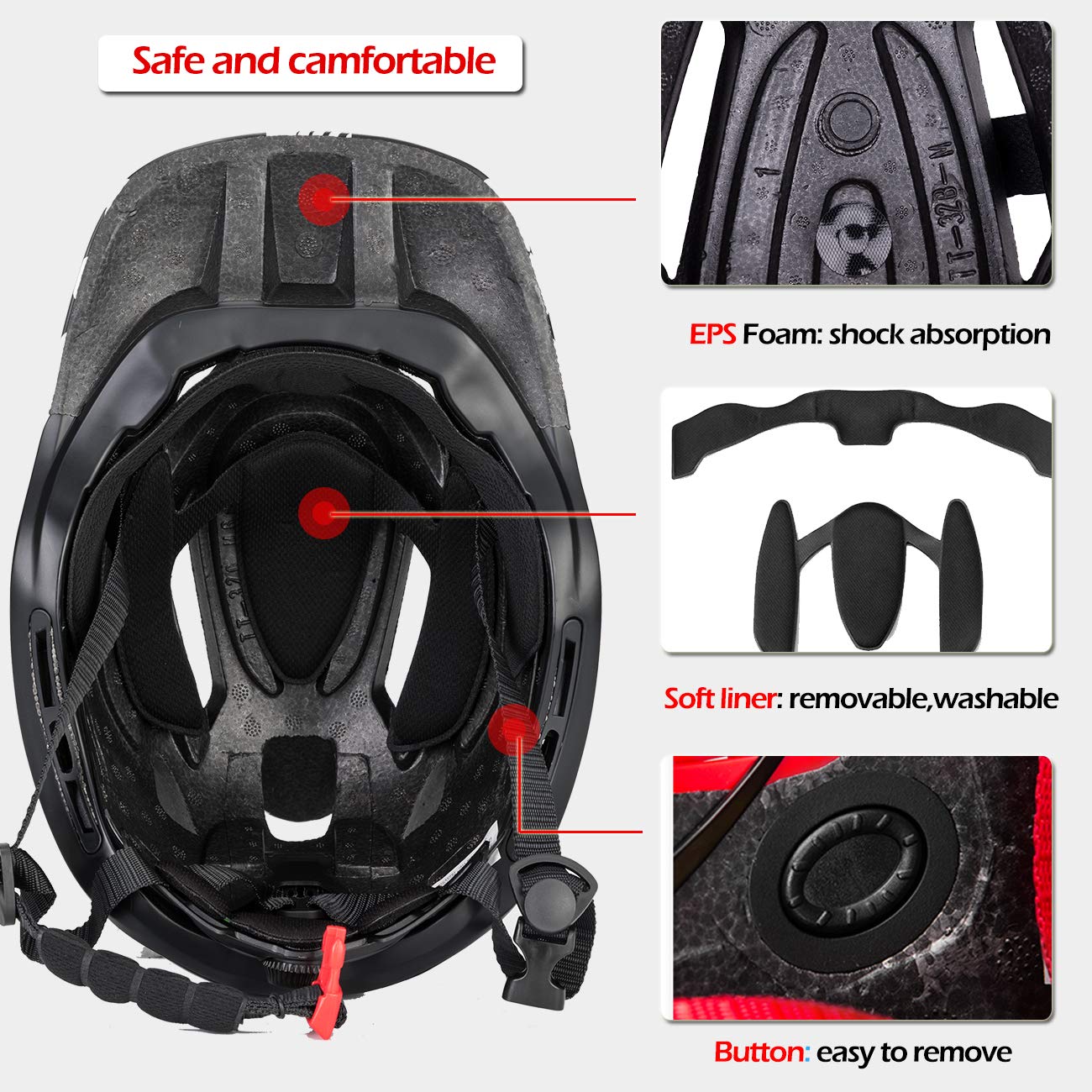 ROCKBROS Cykelhjälm Helhjälm Barn Ungdom för BMX/MTB/Downhill Crosshjälm Integrerad Hjälm Barnhjälm med Avtagbart Hakskydd Justerbart 48-54CM / 54-57CM Blå Grön Titan