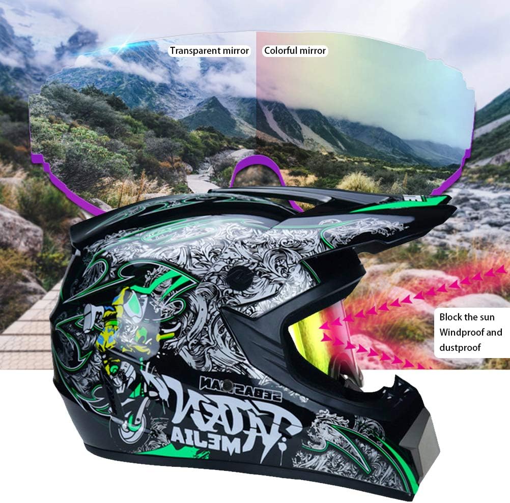 Bonbela MTB-hjälm professionell motocrosshjälm för barn och vuxna, motocross, Dirt Offroad, motorcykelhjälm med skyddsglasögon, handskar, ansiktsskydd