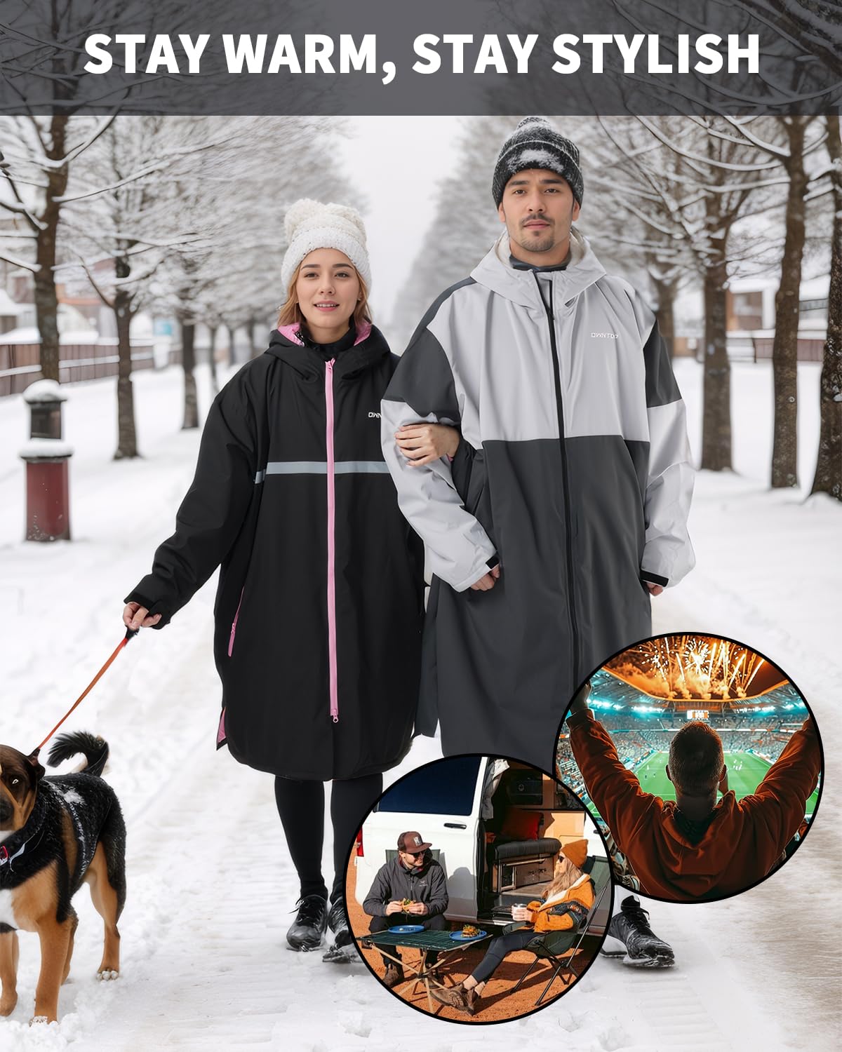 Owntop vattentät omlottrock för vuxna barn, vindtät överdimensionerad Changing rock utbytbar rock med plyschfodrad för strand surfing simning promenader