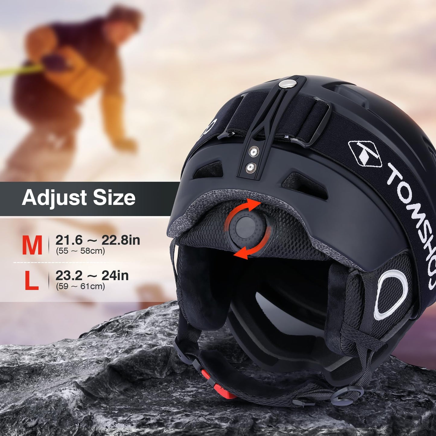 TOMSHOO Skidhjälmset, Snowboardhjälm med Skidglasögon, Öronskyddsventiler Skidhjälm och Skidglasögon för Män och Kvinnor