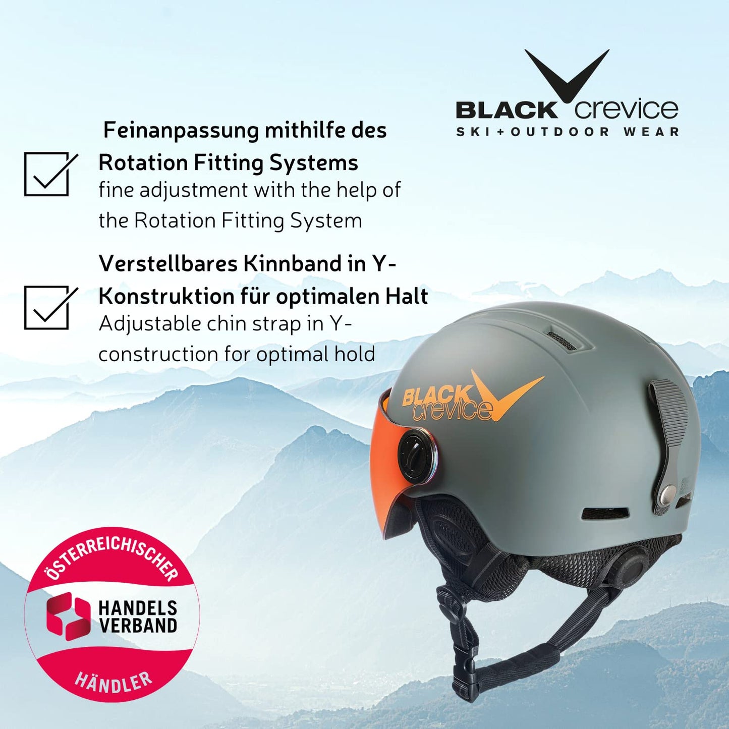 Black Crevice Unisex ungdom barn visirhjälm Leogang matt svart, 52–54 cm, svart matt/orange, XS