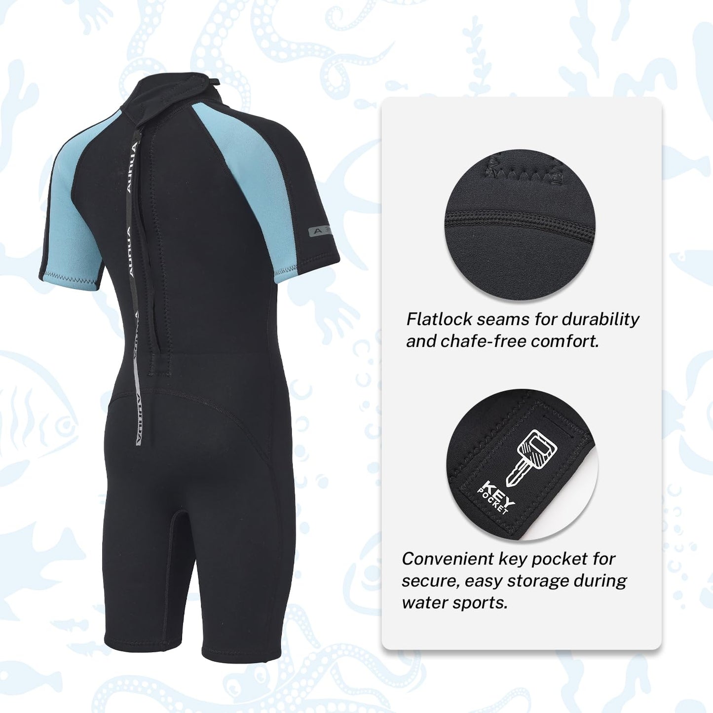 Aunua Barn 3 mm ungdom baddräkt korta våtdräkter neopren för barn håll värmen