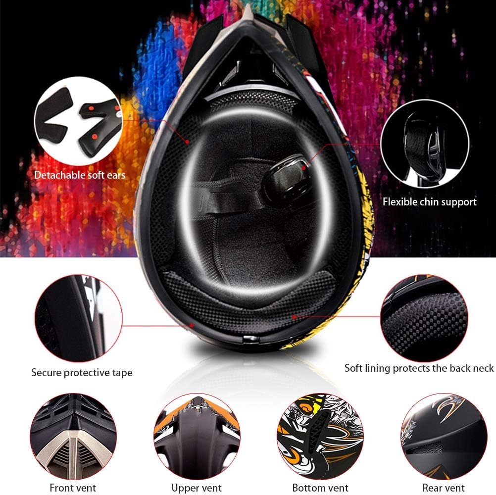 Bonbela MTB-hjälm professionell motocrosshjälm för barn och vuxna, motocross, Dirt Offroad, motorcykelhjälm med skyddsglasögon, handskar, ansiktsskydd