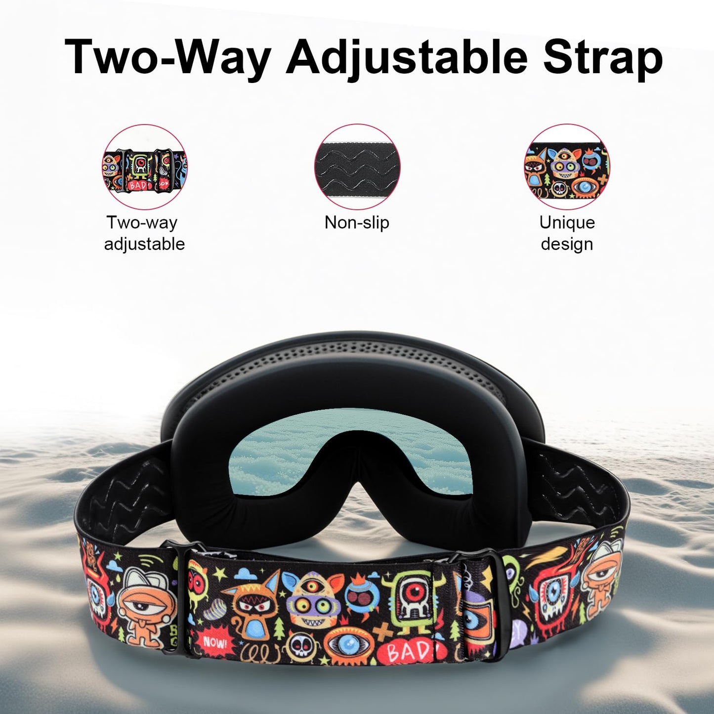 YooxArmor Skidglasögon för barn, anti-dimma snowboardglasögon med dubbla linser för barn 6–14 år, 100 % UV 400-skydd för pojkar och flickor OTG över hjälm kompatibel