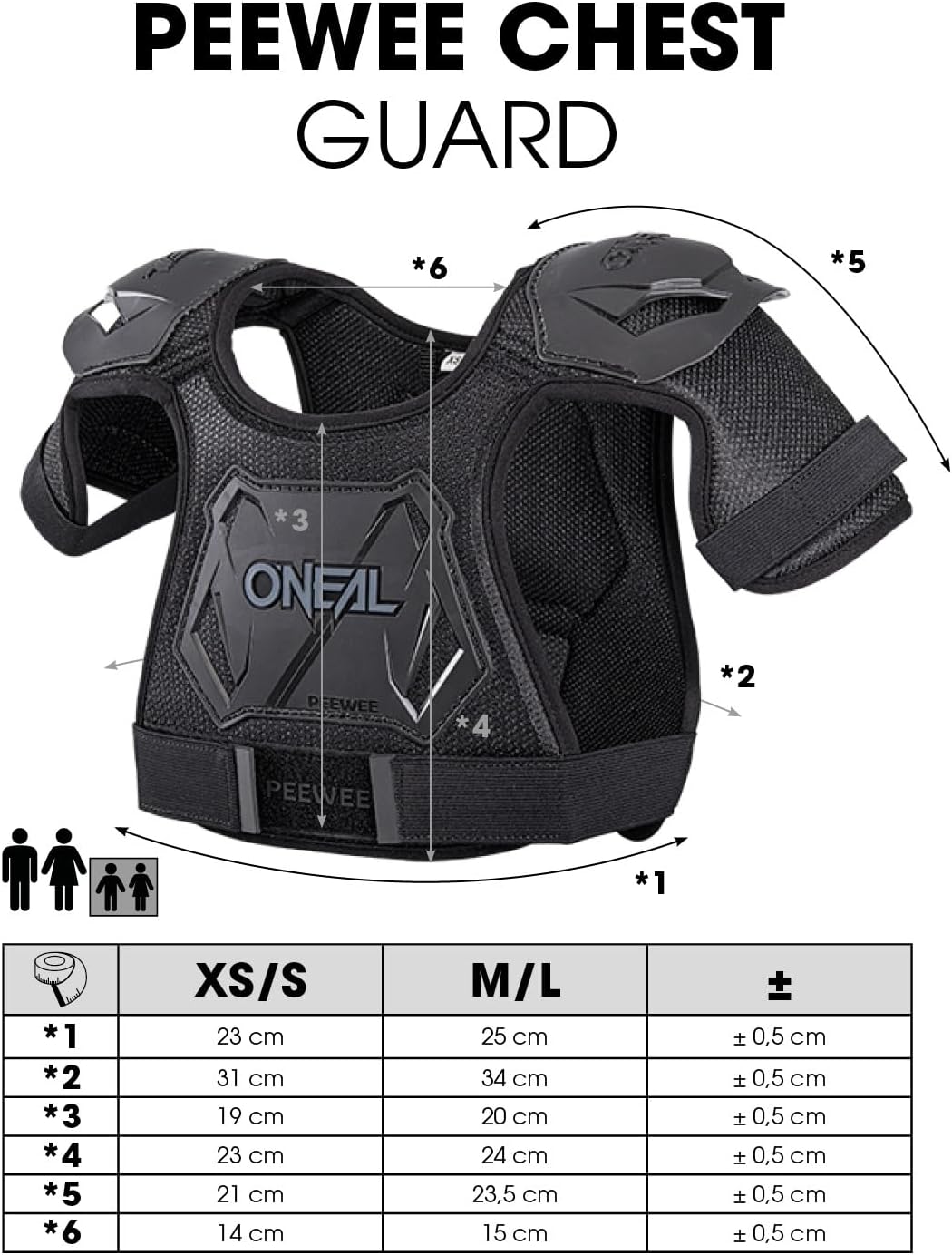 O'NEAL Peewee Chest Guard barn bröst/axelskydd svart/gul Oneal