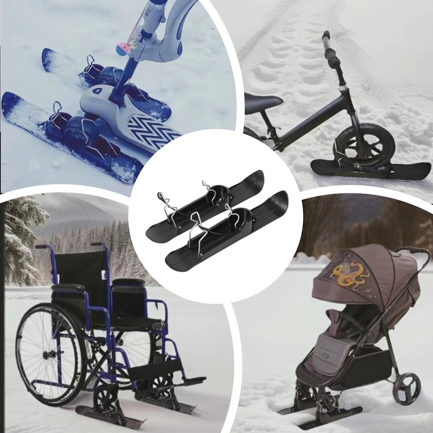 Snow Bike Skis, Skis For Bike - Snow Sledge Board Set Snow Sled Kids Snowboard - Bärbara cyklar Snowboard Ski Kit, Balanscykeltillbehör för barn, familj, vänner