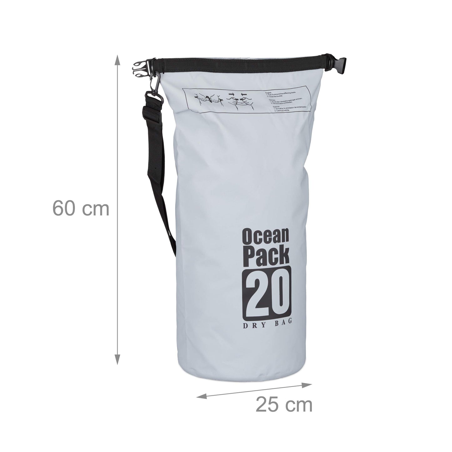 Relaxdays Ocean Pack, 20 l, vattentät, packsäck, lätt torrväska, torrväska, segling, skidåkning, snowboard, färg