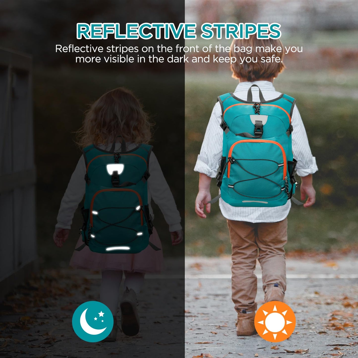 Cozary Barnryggsäck 18 L, bekväm vandringsryggsäck för barn med reflekterande band, vattentät vandring pojkar 6–12 år, för utflykter, utomhusaktiviteter, skola