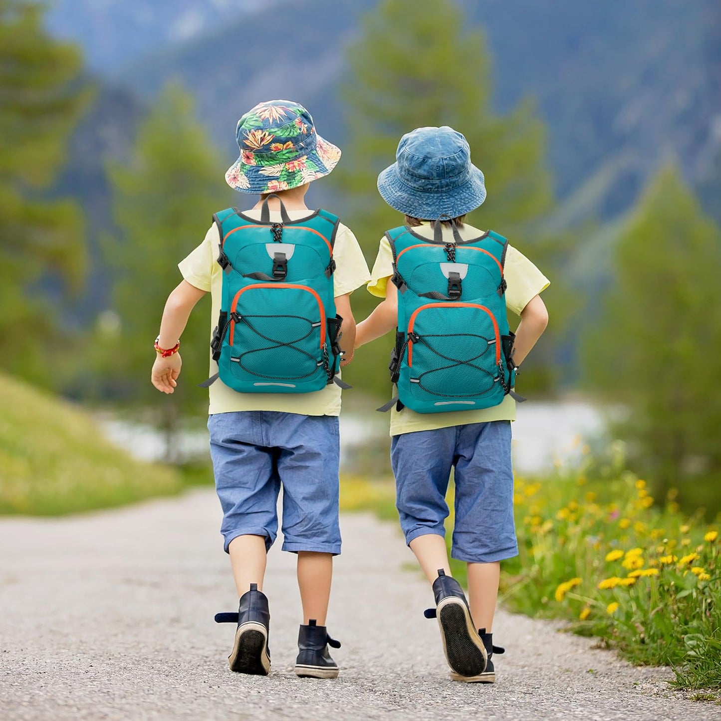 Cozary Barnryggsäck 18 L, bekväm vandringsryggsäck för barn med reflekterande band, vattentät vandring pojkar 6–12 år, för utflykter, utomhusaktiviteter, skola