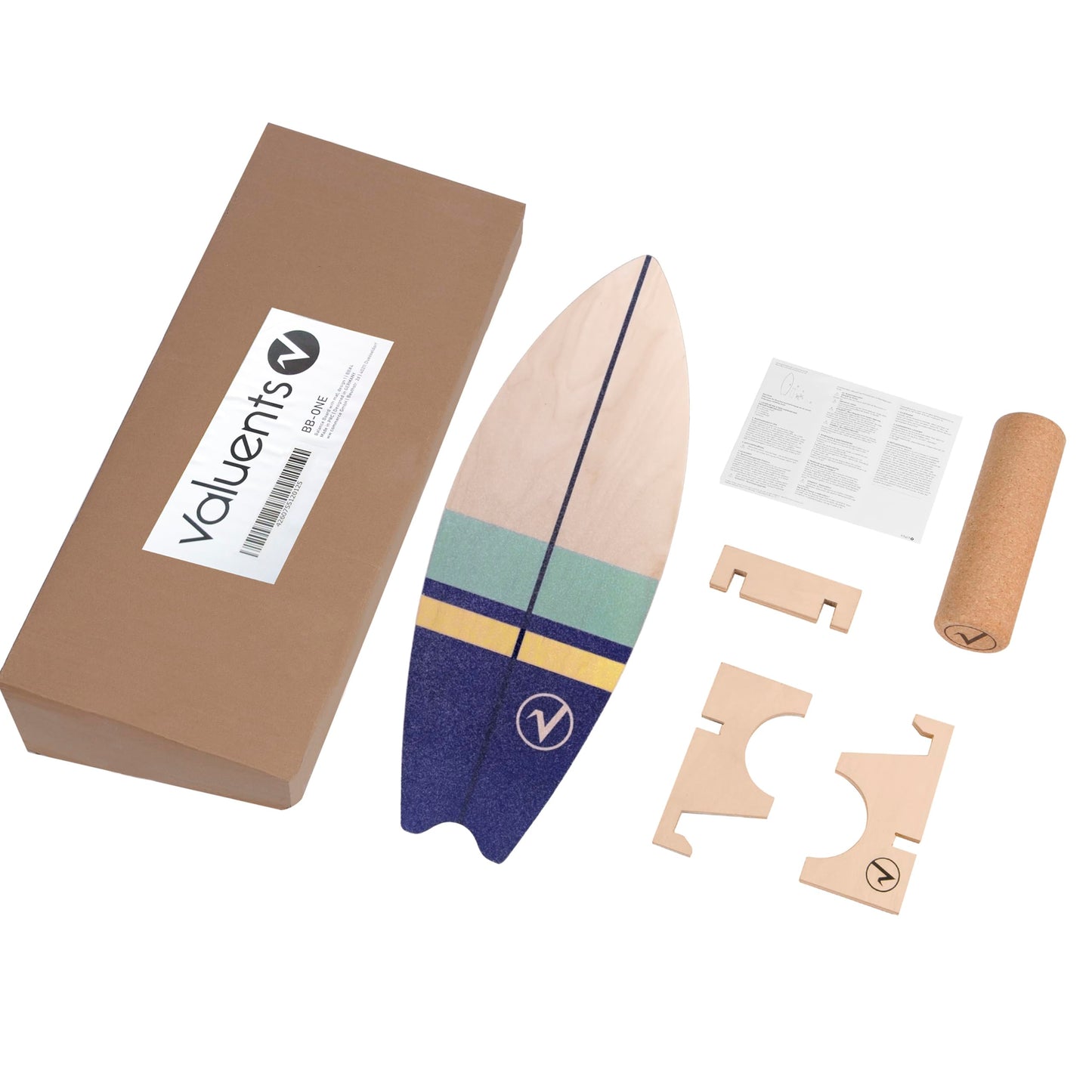 valuents Balansbräda i trä med rulle för neuromuskulär responsträning + mer: stöd