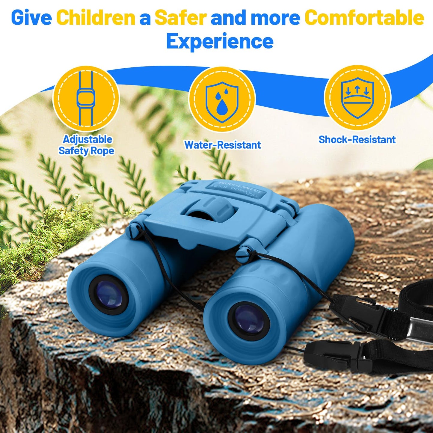 Ryaco Kikare för barn, 8 x 21 stark förstoring liten stötsäker, HD-fältskärare för Nybörjare och amatörer, påskgåva fågelskådning, sightseeing，blå