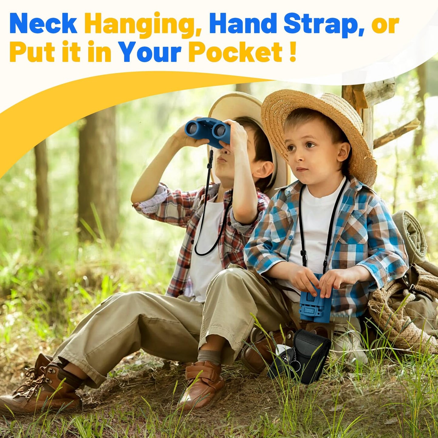 Ryaco Kikare för barn, 8 x 21 stark förstoring liten stötsäker, HD-fältskärare för Nybörjare och amatörer, påskgåva fågelskådning, sightseeing，blå