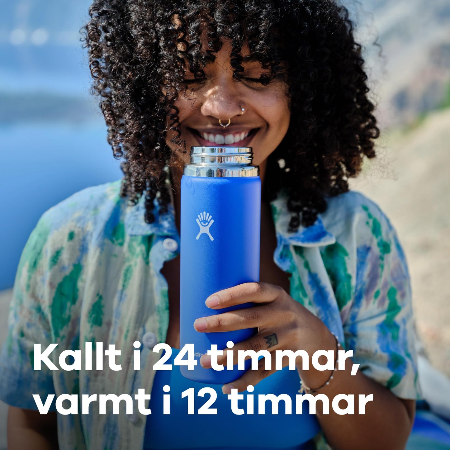 HYDRO FLASK - Drickflaska 946 ml (32 oz) - Vakuumisolerad stålflaska i rostfritt stål med läckagesäker Flex Cap med rem - Flaska BPA-fri - Bredmun - Stone