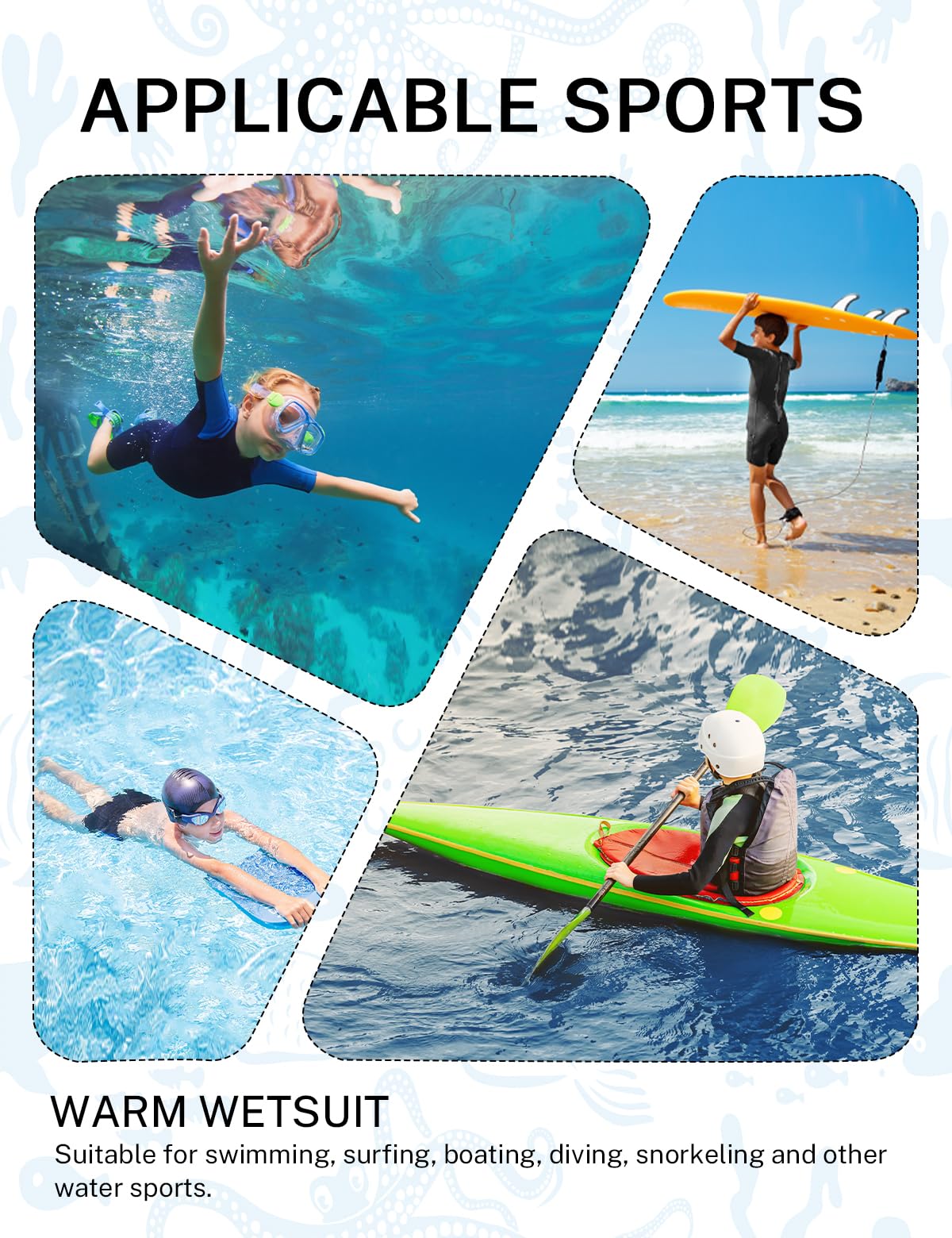 Aunua Barn 3 mm ungdom baddräkt korta våtdräkter neopren för barn håll värmen