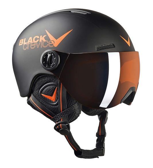 Black Crevice Unisex ungdom barn visirhjälm Leogang matt svart, 52–54 cm, svart matt/orange, XS