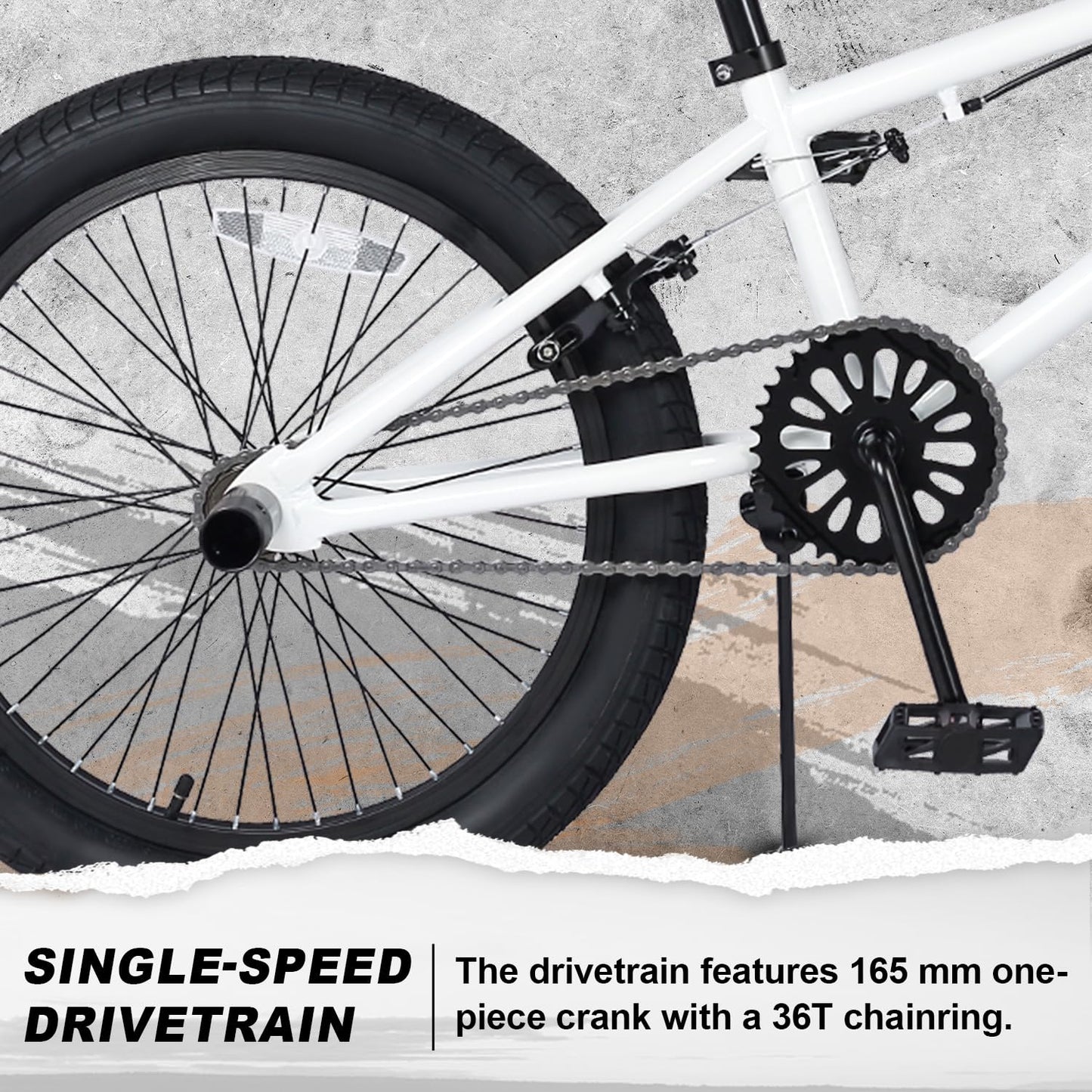 AVASTA 20-Tums Freestyle Ungdoms-BMX Cykel Barncykel För 6 7 8 9 10 11 12 13 14 År Gamla Pojkar Flickor Unga Vuxna Och Nybörjarnivåcyklare Med 4 Pinnar, 360-Graders Gyro, Vit