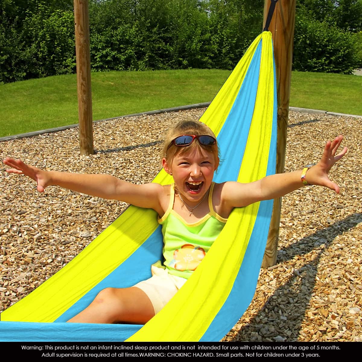 Grassman Liten hängmatta för barn camping bärbar hängmatta för pojkar flickor pojkar ultralätt ryggsäck mini hängmattor med remmar ett paket himmelsblå