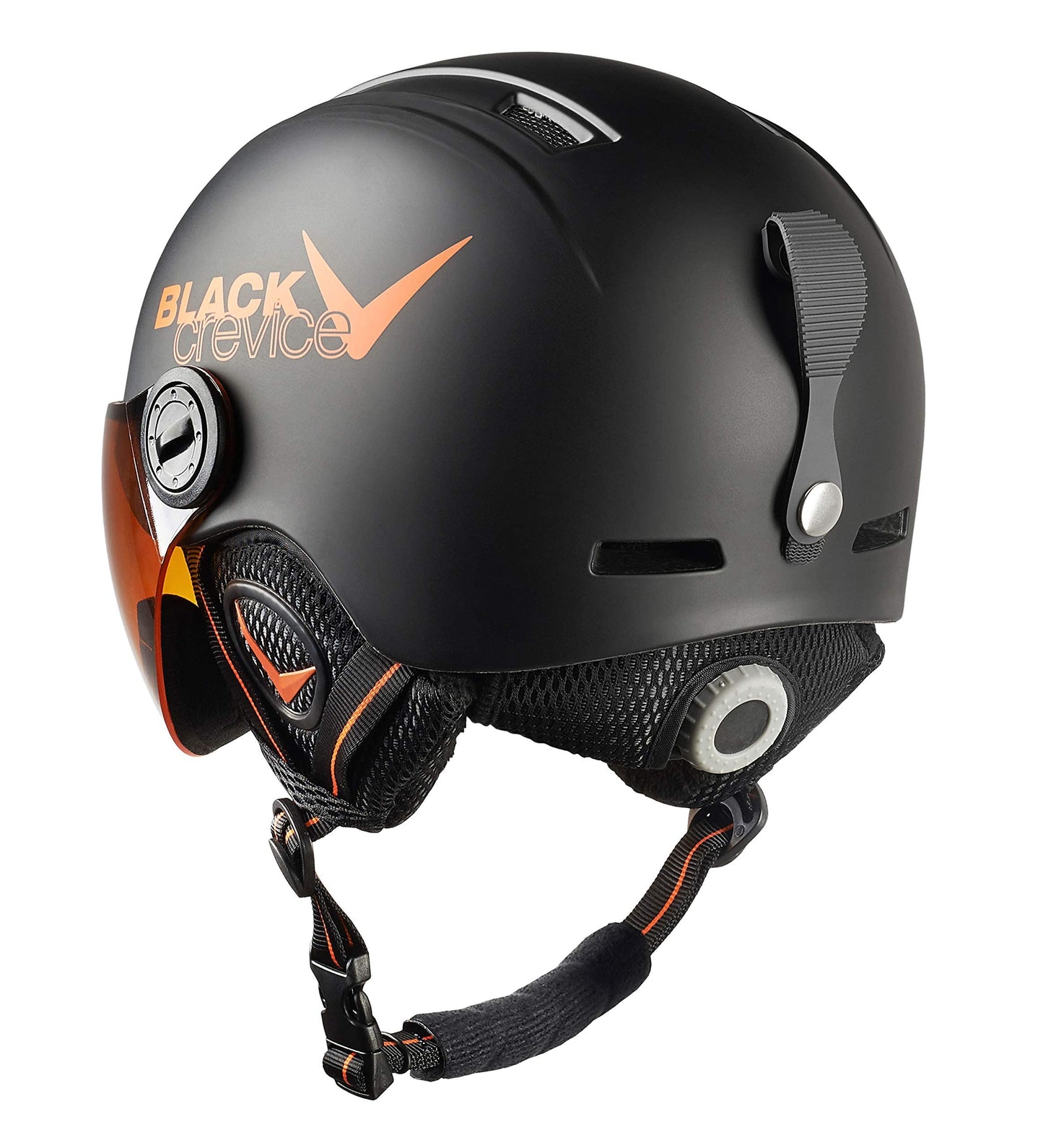 Black Crevice Unisex ungdom barn visirhjälm Leogang matt svart, 52–54 cm, svart matt/orange, XS