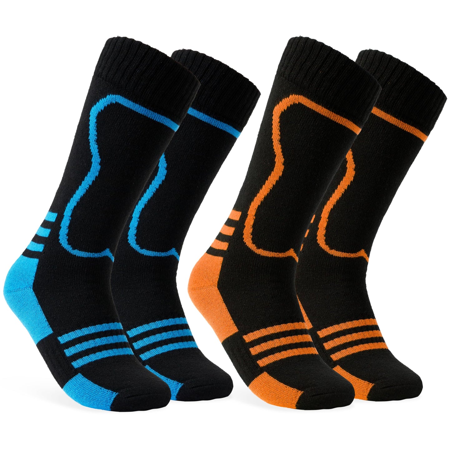 CityComfort Barnskidstrumpor i multipack, varma sportstrumpor, långa termostrumpor för skidåkning, snowboard, vandring och andra utomhusaktiviteter