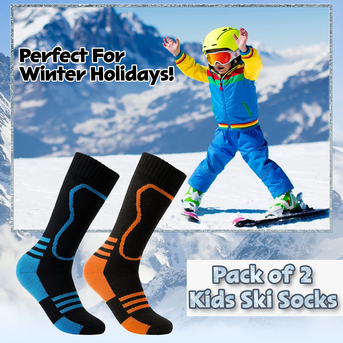 CityComfort Barnskidstrumpor i multipack, varma sportstrumpor, långa termostrumpor för skidåkning, snowboard, vandring och andra utomhusaktiviteter