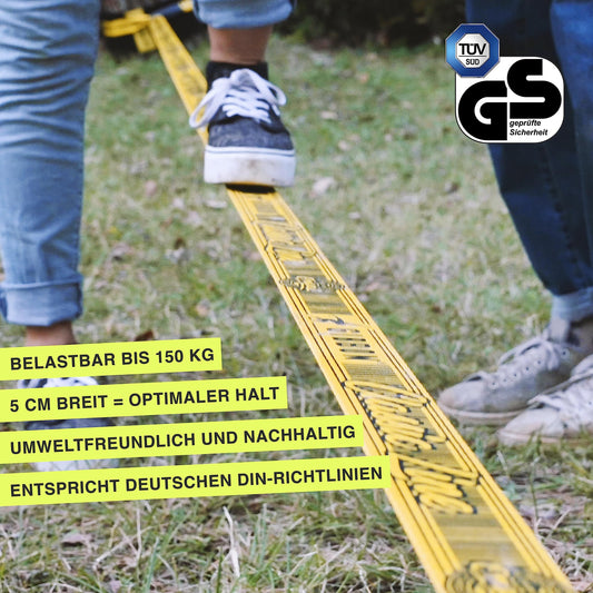 Gibbon Slacklines ClassicLine komplett set inklusive trädskydd | 15 m | TÜV-testad | balan och kul med studsmatteeffekt | Ergonomisk spärrhake | Perfekt för nybörjare och avancerade