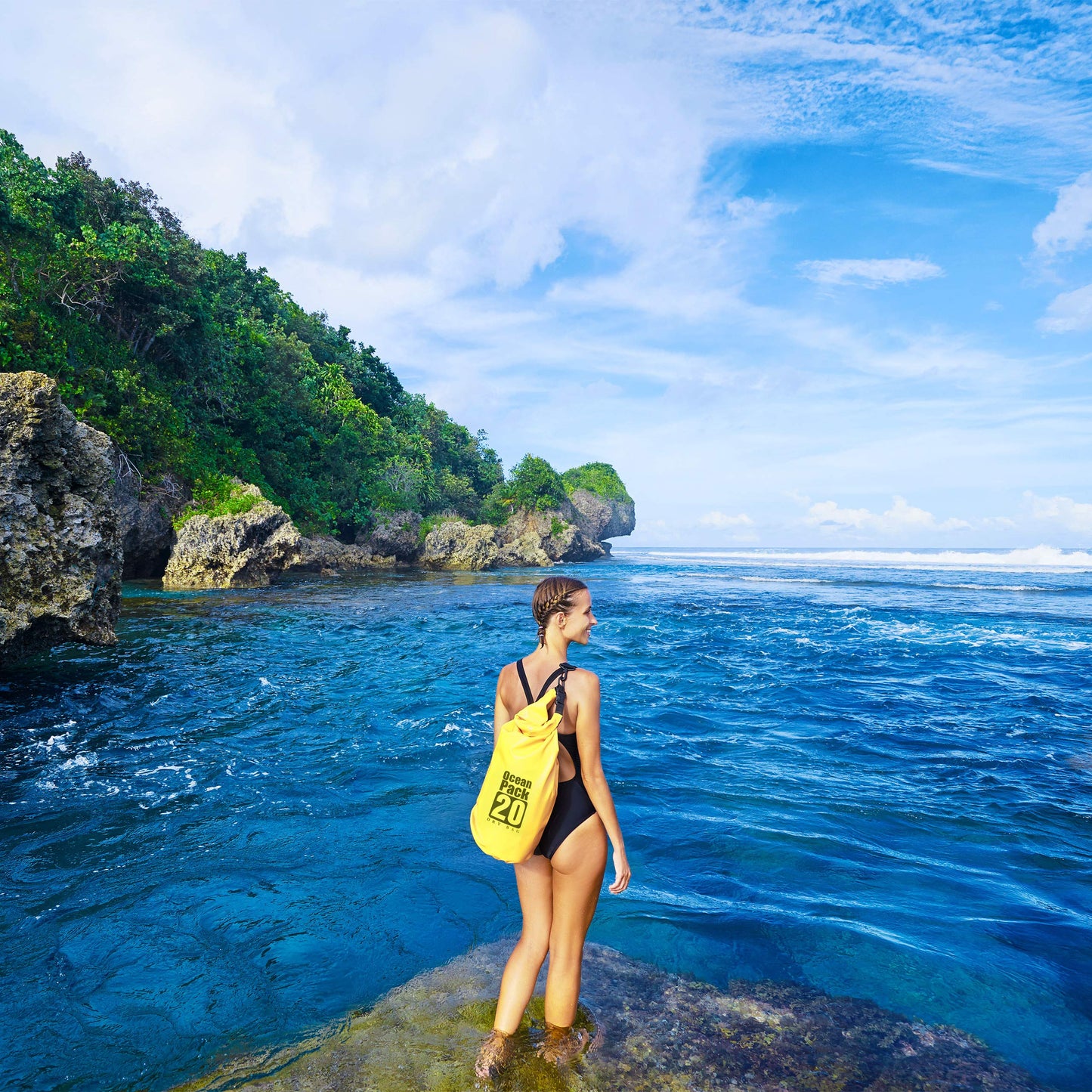 Relaxdays Ocean Pack, 20 l, vattentät, packsäck, lätt torrväska, torrväska, segling, skidåkning, snowboard, färg